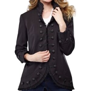 Insight Military Style Jacket Chiffon Trim Blazer Ladies Size 6 Black